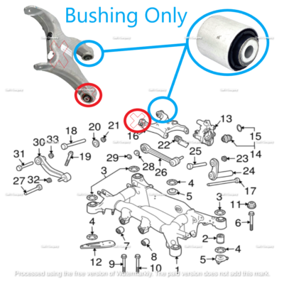 33326754558 (H) For BMW Rear Lower Arm Bushing E92 OEM 33326770829