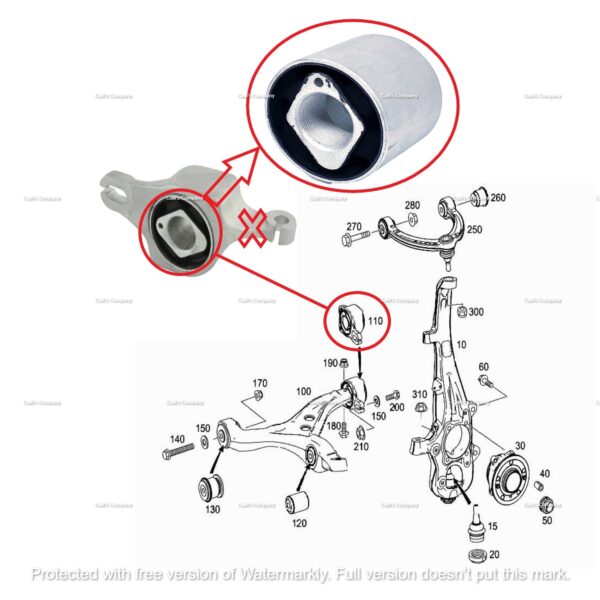 A1663300143 (G) for 2pcs Mercedes Benz GL ML Class Suspension Control Arm Rear Bushing - Image 3