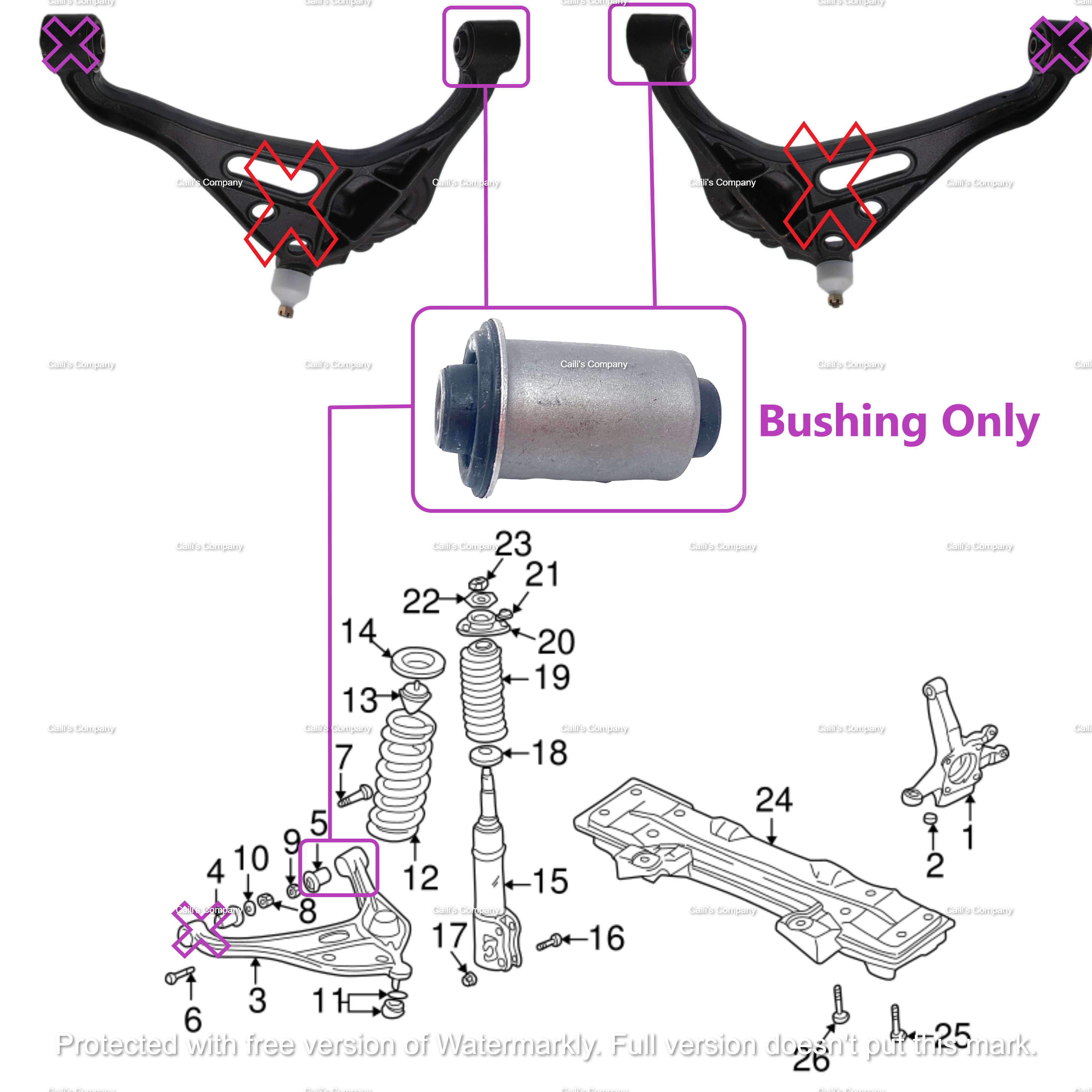 4526265D01 (A1) Bushing For Front Lower Control Arm Suzuki XL-7 Grand Vitara 4WD