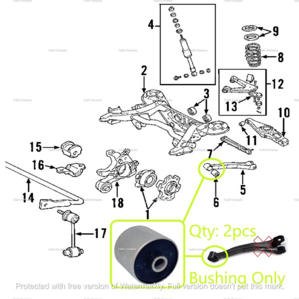 4125A006 (P) For 2pcs 2000-2006 MITSUBISHI MONTERO Rear TRAILING Control Arm Bushing - Image 9