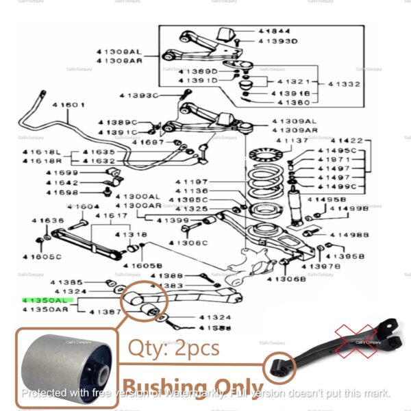 4125A006 (P) For 2pcs 2000-2006 MITSUBISHI MONTERO Rear TRAILING Control Arm Bushing - Image 10